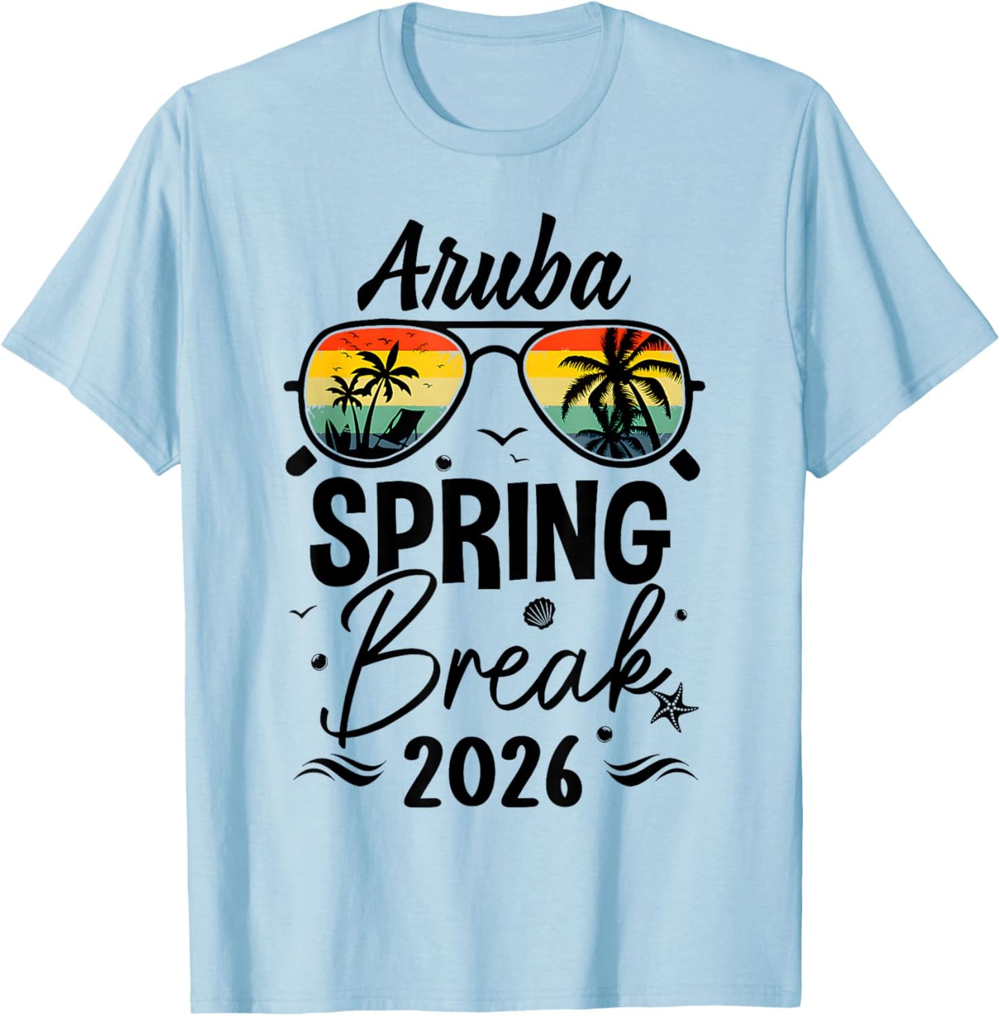 Aruba Spring Break 2026 Sunglasses Tropical Beach T-Shirt - T-Shirt | Light Blue