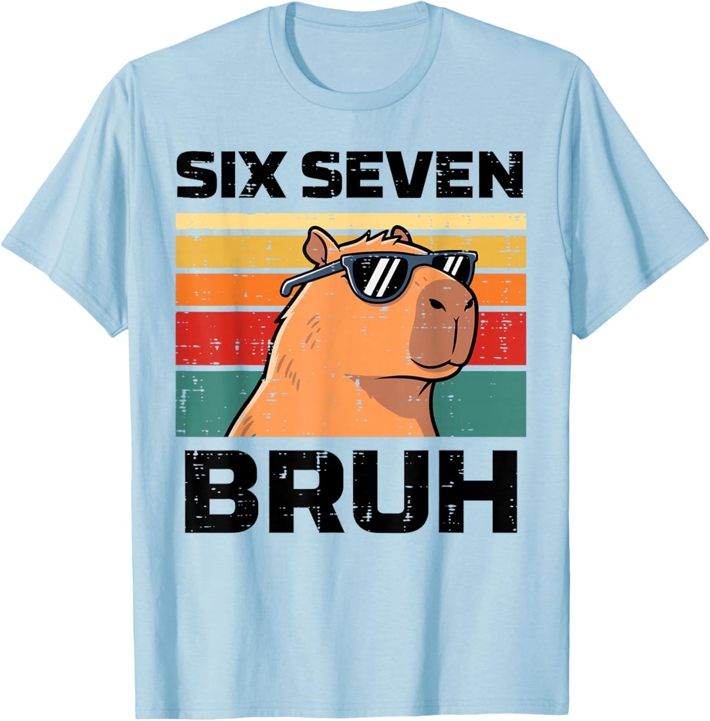 Six Seven Bruh Capybara Funny 67 6 7 Meme Kids Boys Youth T-Shirt - T-Shirt | Light Blue