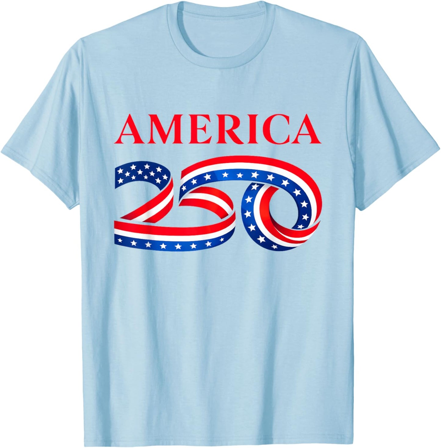 US Flag Ribbon 250 Years America 250th Anniversary 2026 T-Shirt - T-Shirt | Light Blue