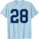 Navy Blue Silver Number 28 Jersey Player Uniform #28 T-Shirt - T-Shirt | Light Blue