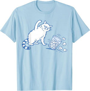 Angry Cat Pushing Cup of Ice Sarcastic Men Women No Ice Cat T-Shirt - T-Shirt | Light Blue