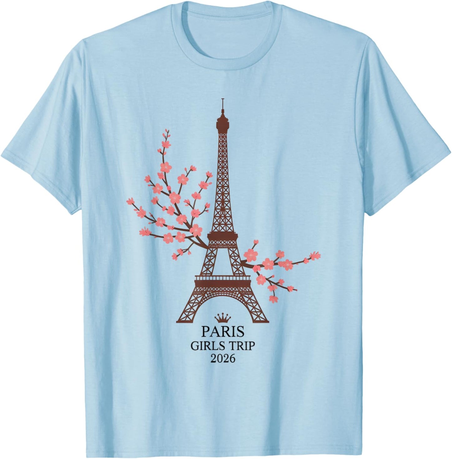 Vintage Paris Girls Trip 2026 Flight Fabulous Vacay Matching T-Shirt - T-Shirt | Light Blue