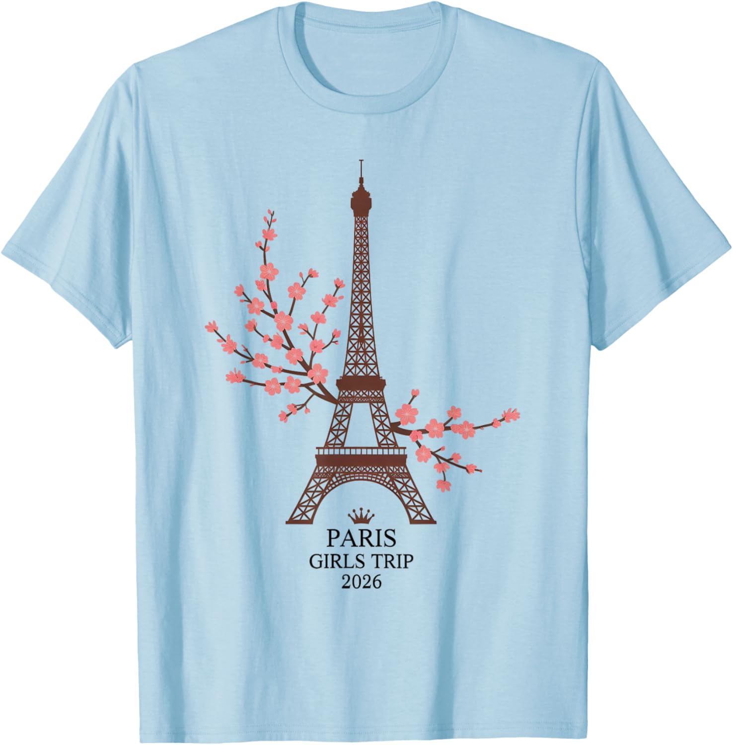 Vintage Paris Girls Trip 2026 Flight Fabulous Vacay Matching T-Shirt - T-Shirt | Light Blue