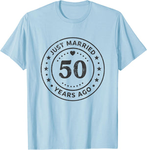 Vintage 50th Wedding Anniversary Just Married 50 Years Ago T-Shirt - T-Shirt | Light Blue