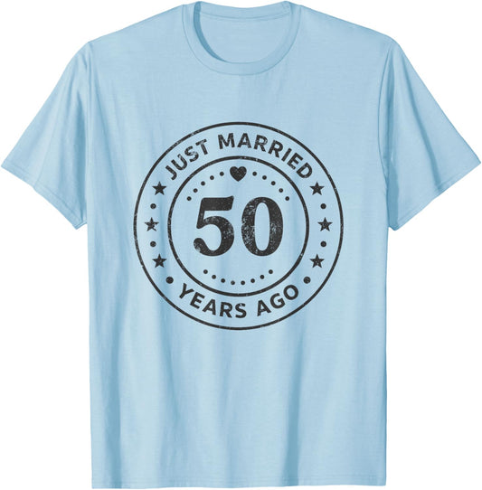 Vintage 50th Wedding Anniversary Just Married 50 Years Ago T-Shirt - T-Shirt | Light Blue