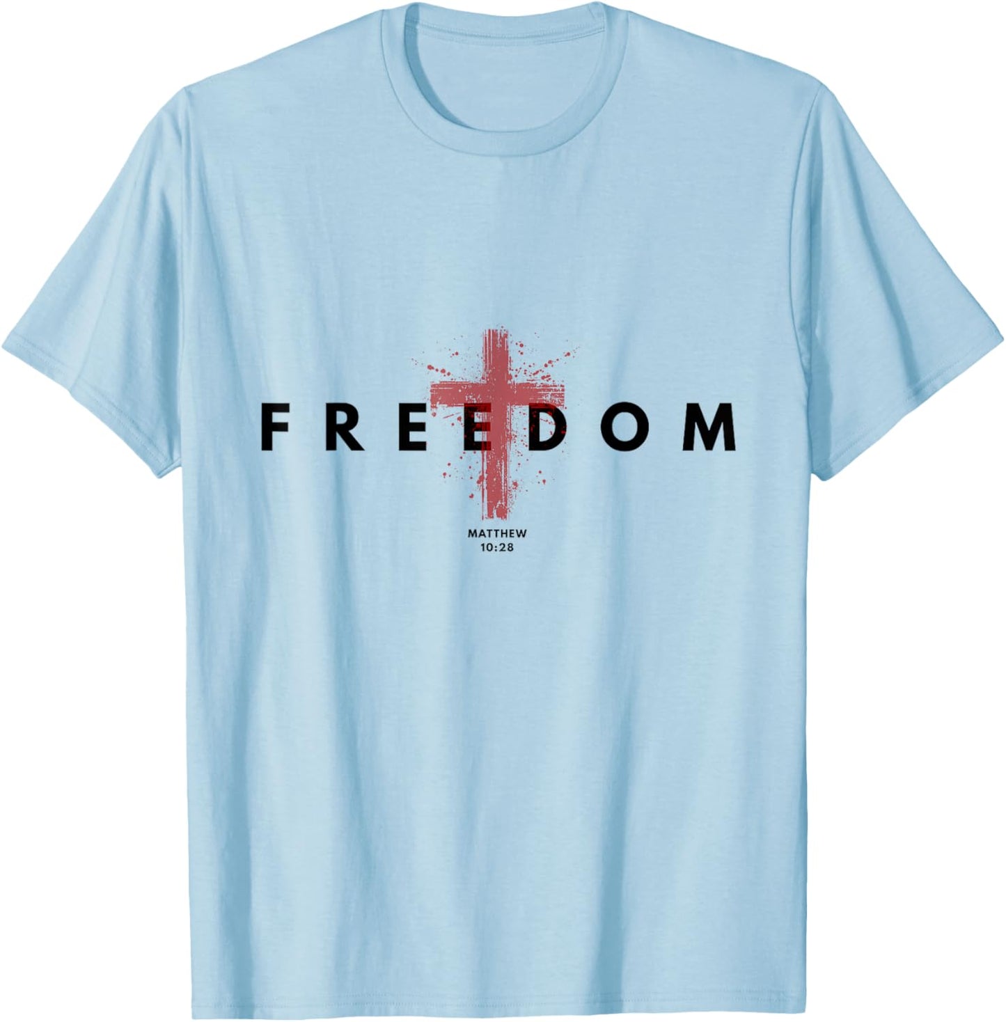 Freedom American Patriotic with Cross 1st Amendment T-Shirt - T-Shirt | Light Blue