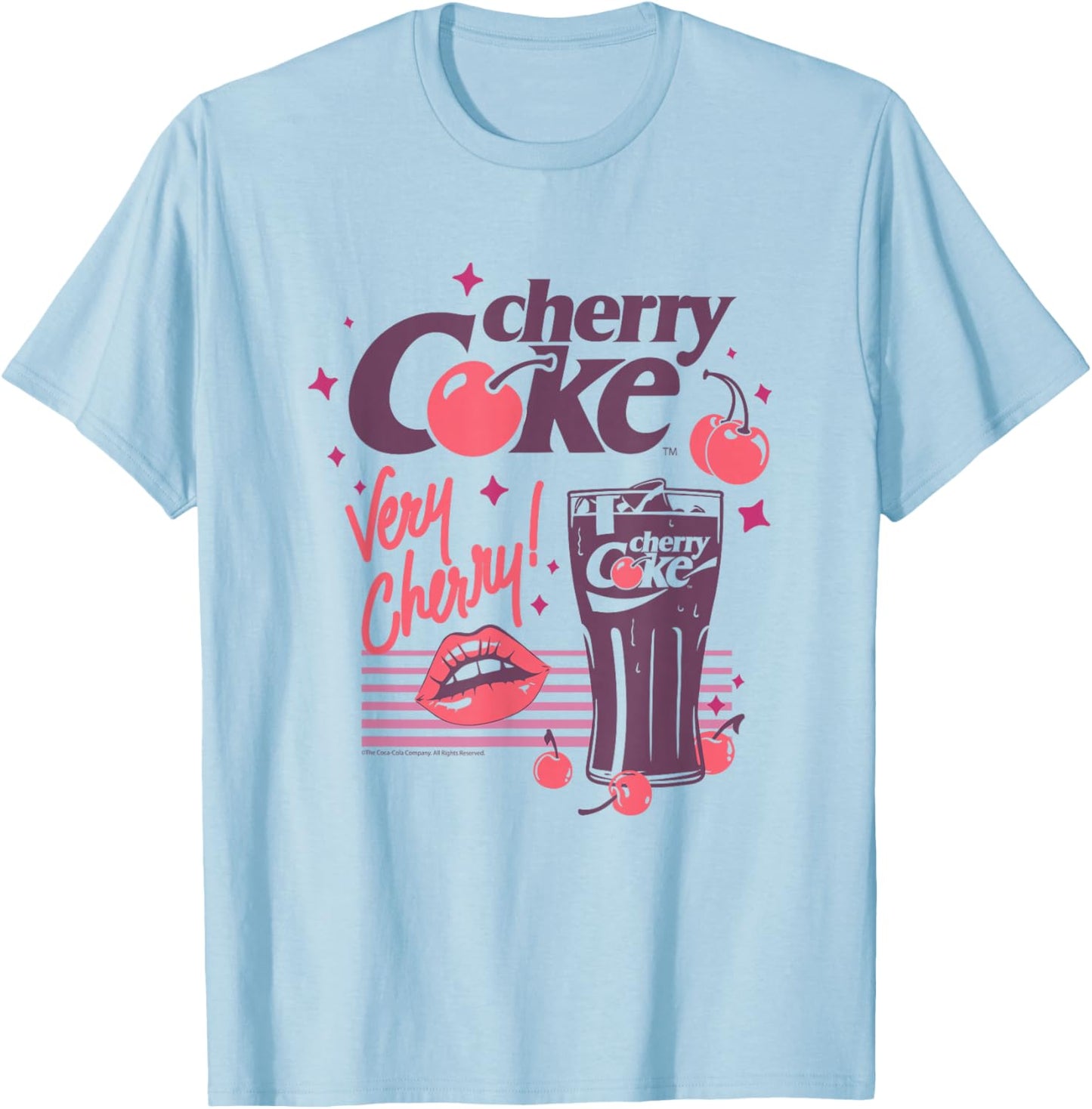 Coca-Cola Cherry Coke Lips Very Cherry Vintage T-Shirt - T-Shirt | Light Blue