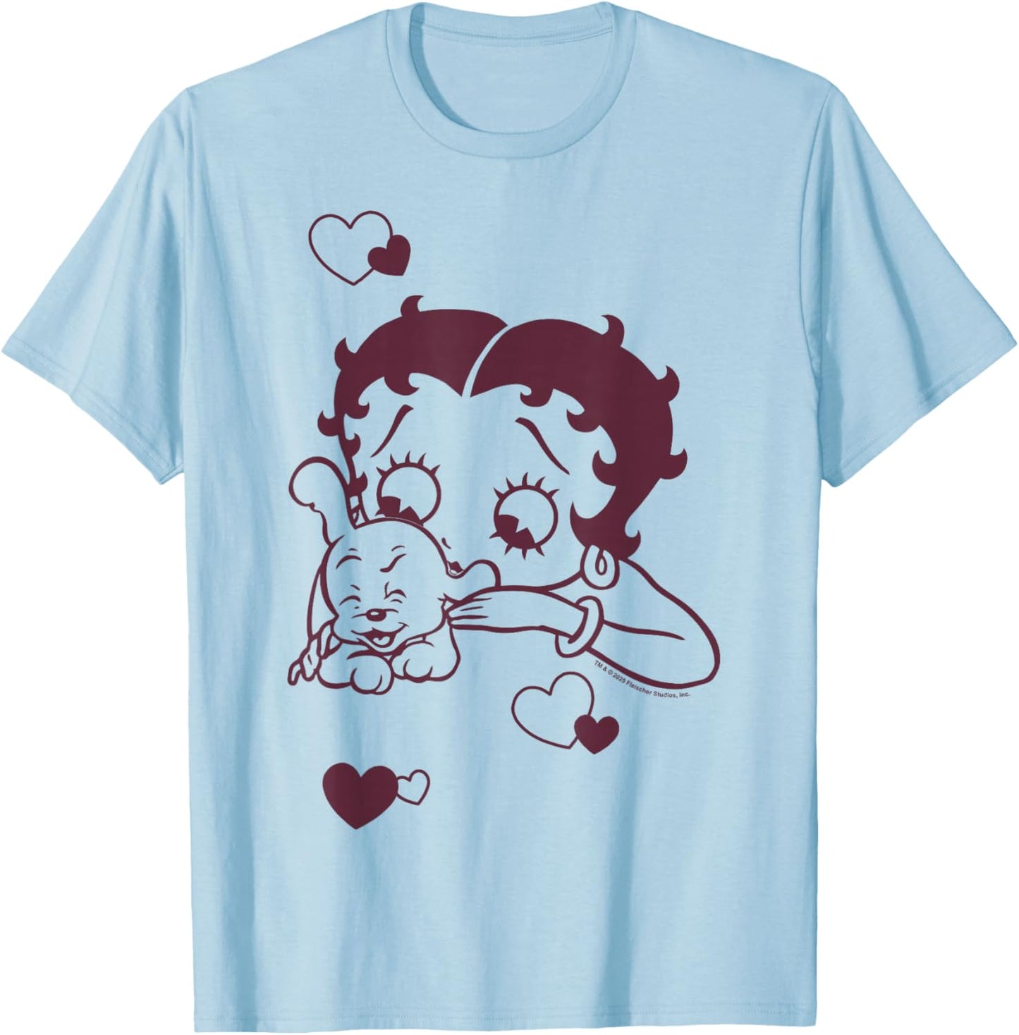 Betty Boop Betty Hugging Pudgy Heart T-Shirt - T-Shirt | Light Blue