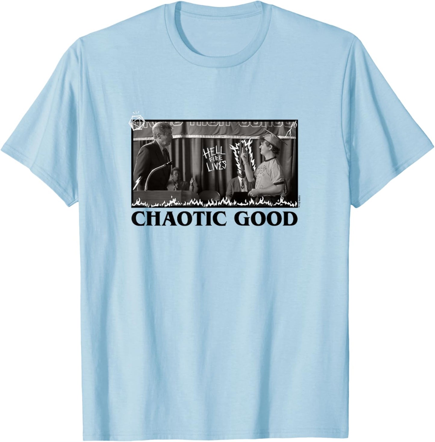 Stranger Things Chaotic Good Graduation Officially Licensed T-Shirt - T-Shirt | Light Blue