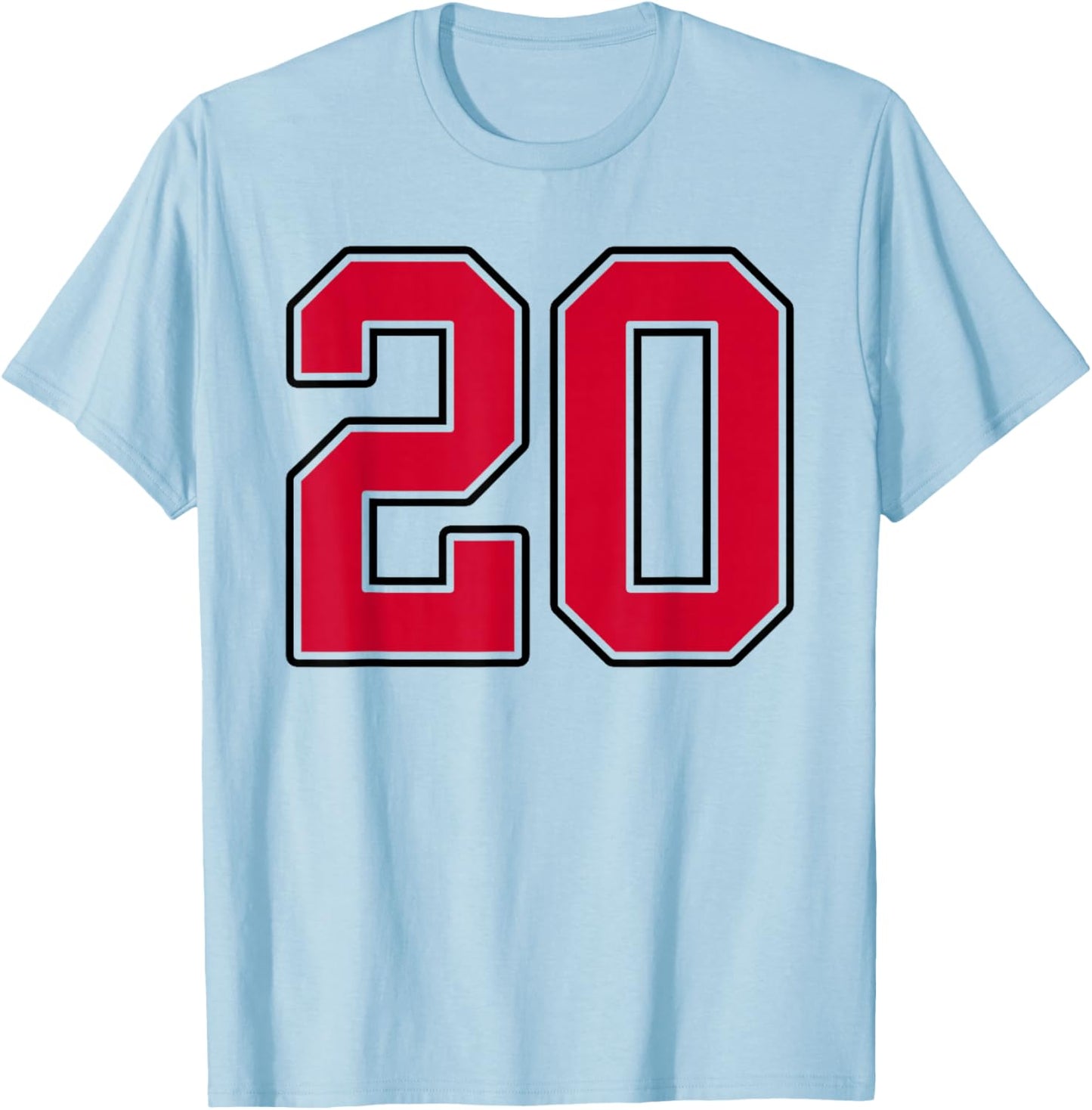 Red and Black Number 20 Jersey Player Uniform #20 T-Shirt - T-Shirt | Light Blue