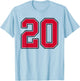 Red and Black Number 20 Jersey Player Uniform #20 T-Shirt - T-Shirt | Light Blue