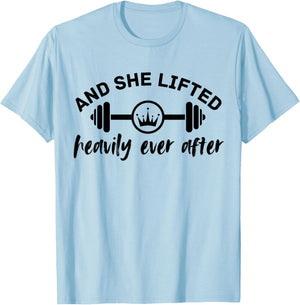 Funny Woman Workout She Lifted Heavily Sarcastic Gym T-Shirt - T-Shirt | Light Blue