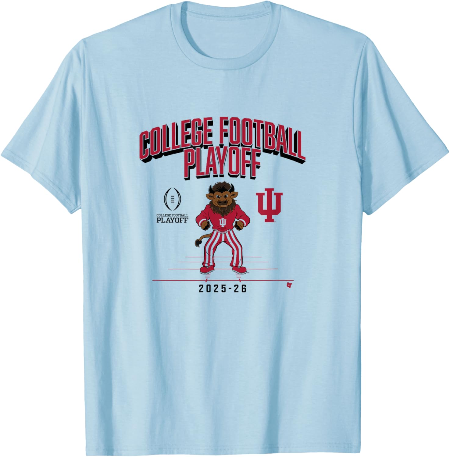 Indiana Hoosiers College Football Playoff Mascot Text 2025 T-Shirt - T-Shirt | Light Blue