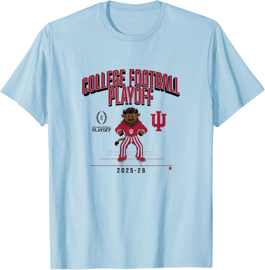 Indiana Hoosiers College Football Playoff Mascot Text 2025 T-Shirt - T-Shirt | Light Blue