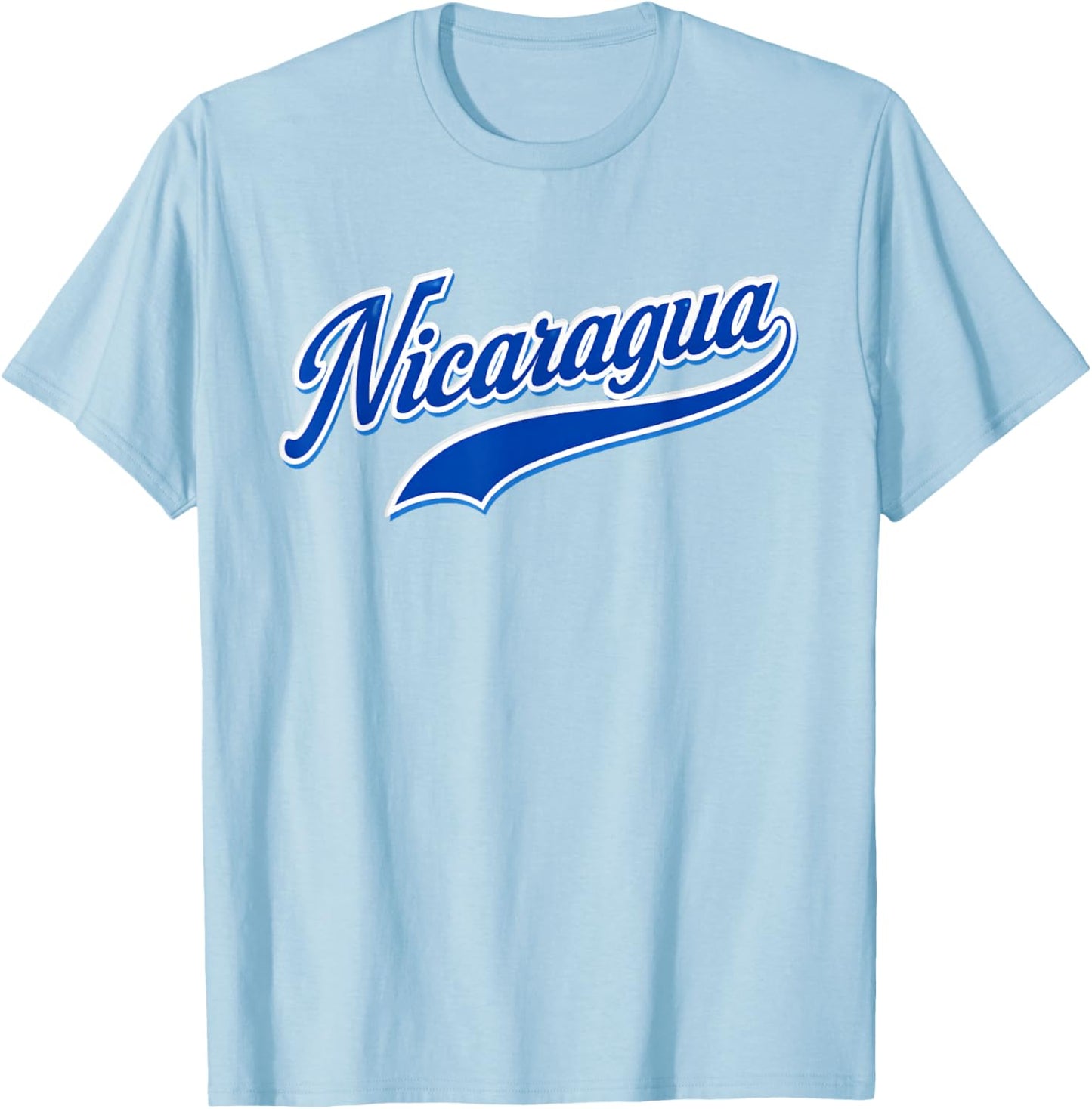 Nicaragua Baseball Style Athletic Team Script Fan Design T-Shirt - T-Shirt | Light Blue
