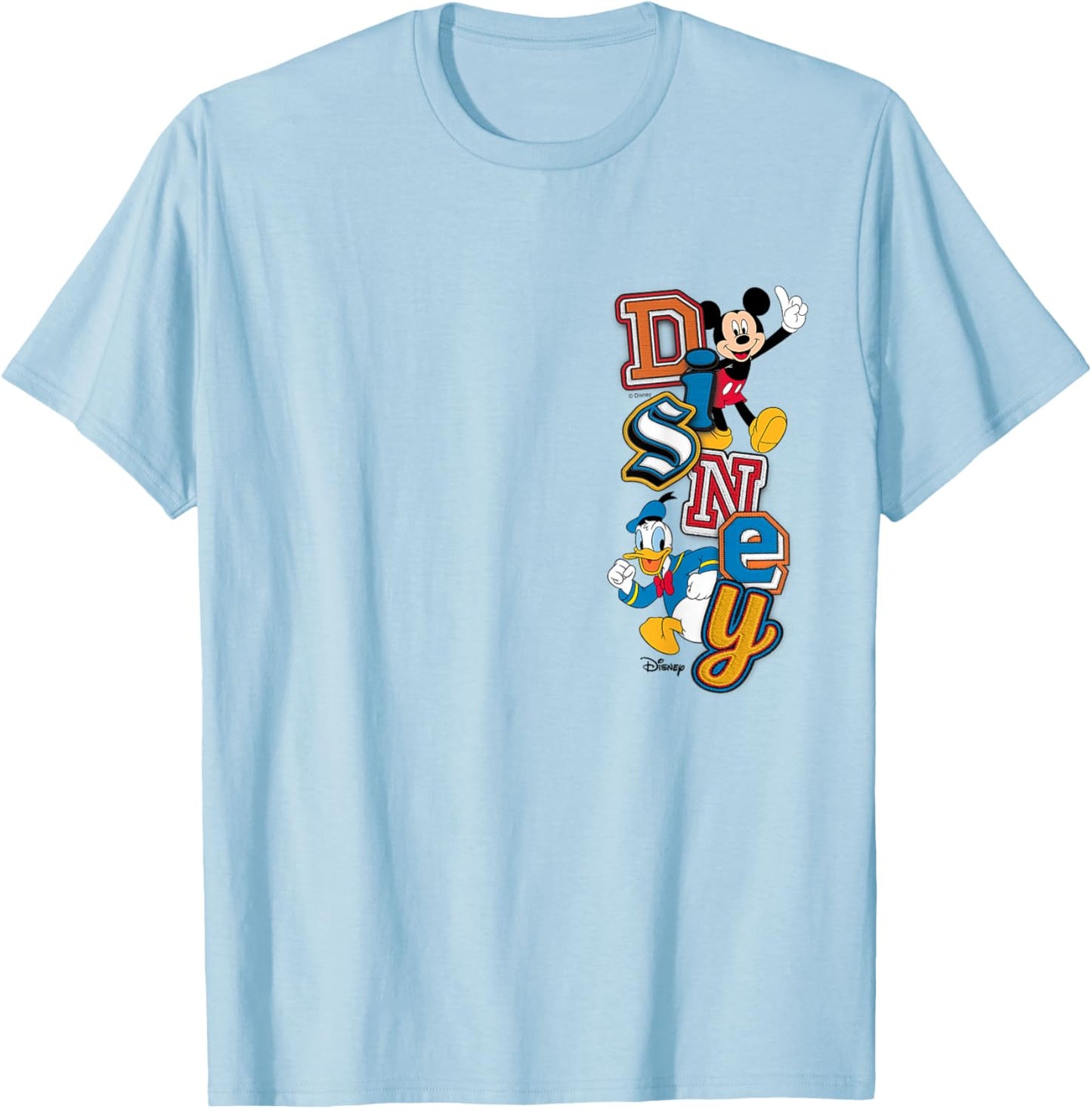 Mickey Mouse & Donald Duck - Disney Faux Patch T-Shirt - T-Shirt | Light Blue