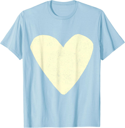 Love Heart Cream Beige Color Red T-Shirt - T-Shirt | Light Blue