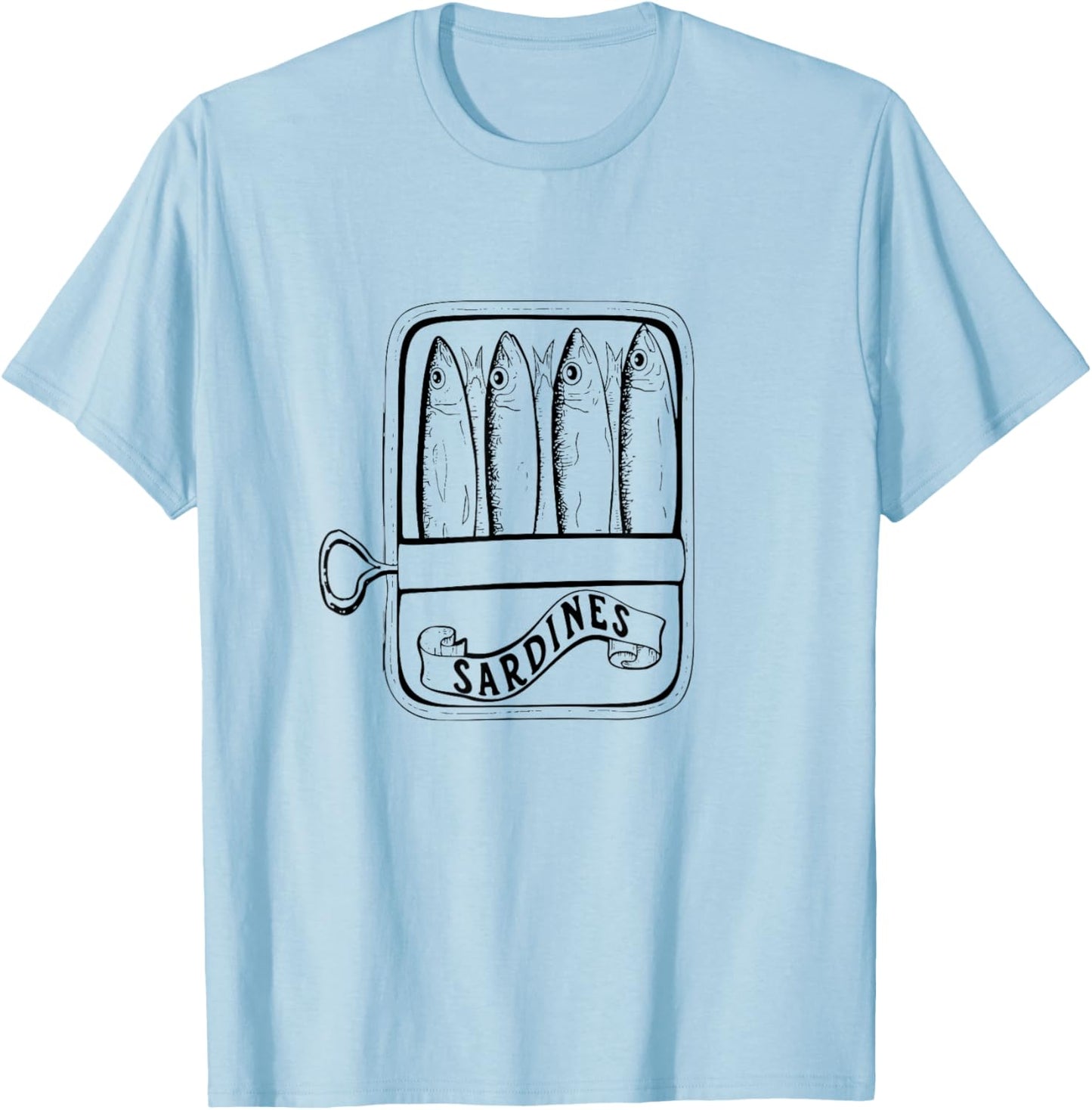 I Love Sardines Fun Retro Fish Design T-Shirt - T-Shirt | Light Blue