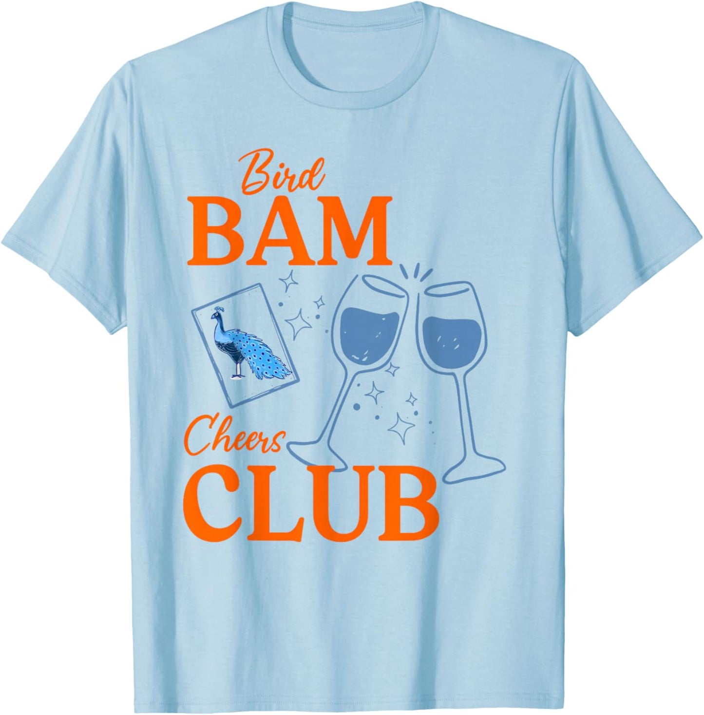 Bird Bam Cheers Club Peacock Mahjong Chinese Mah Jong Wine T-Shirt - T-Shirt | Light Blue