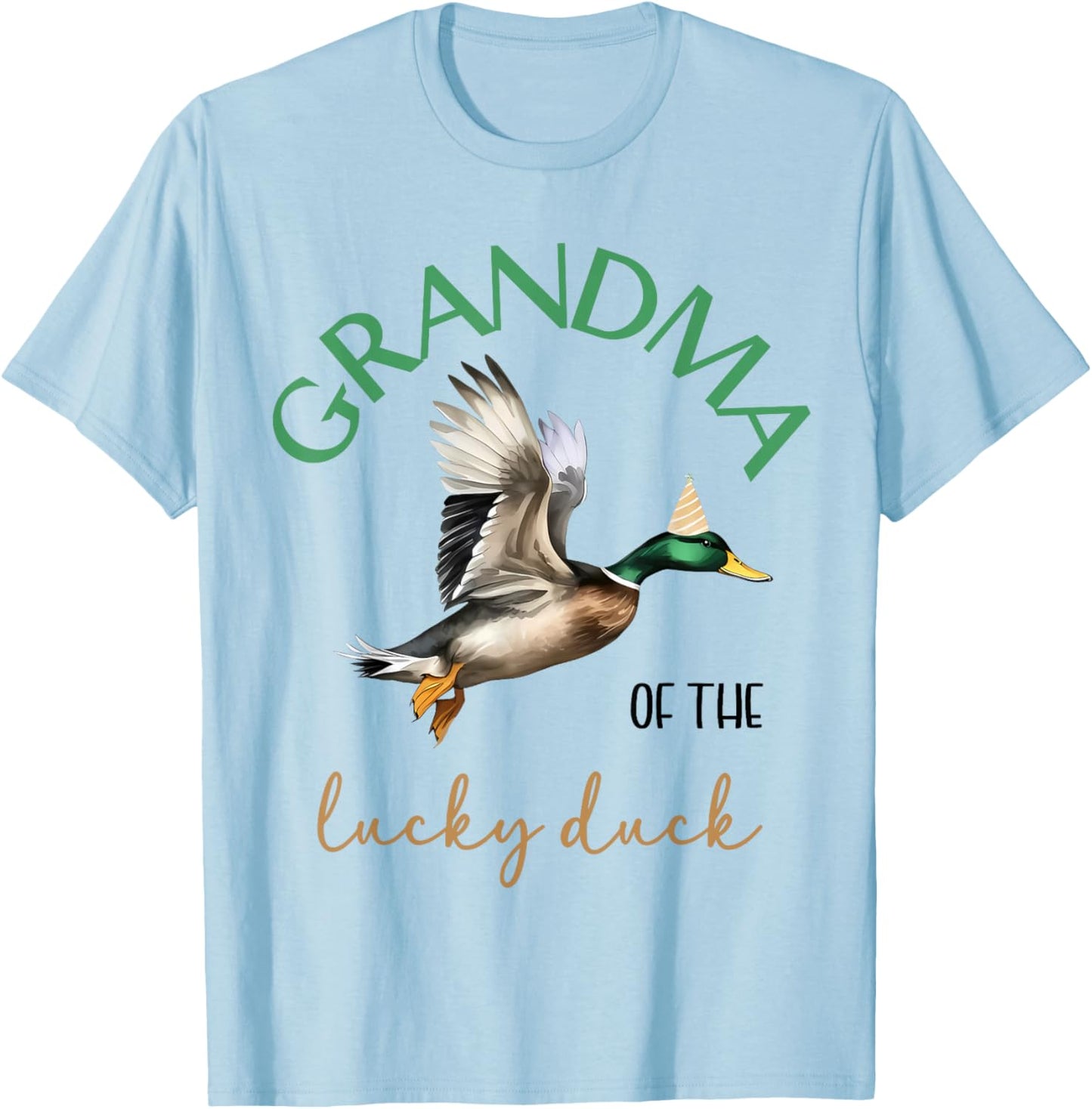 Grandma of The Lucky Birthday Duck Hunting 1st Birthday T-Shirt - T-Shirt | Light Blue