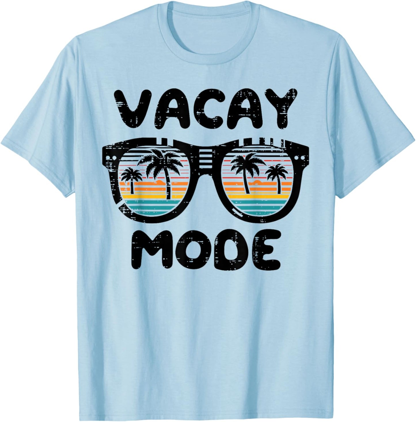 Vacation Vacay Mode Sunglasses Sunset Summer Men Women Kids T-Shirt - T-Shirt | Light Blue