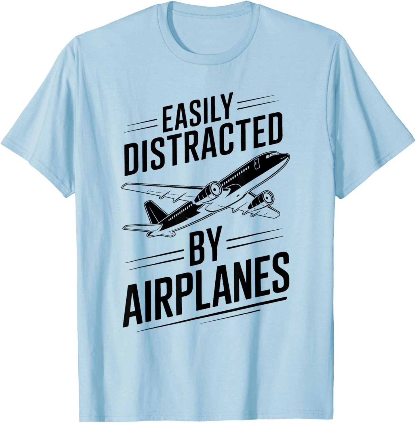 Easily Distracted By Airplanes T-Shirt - T-Shirt | Light Blue