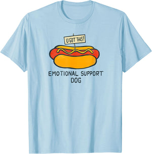 Funny Emotional Support Dog Hot Dog Food Pun Joke T-Shirt - T-Shirt | Light Blue