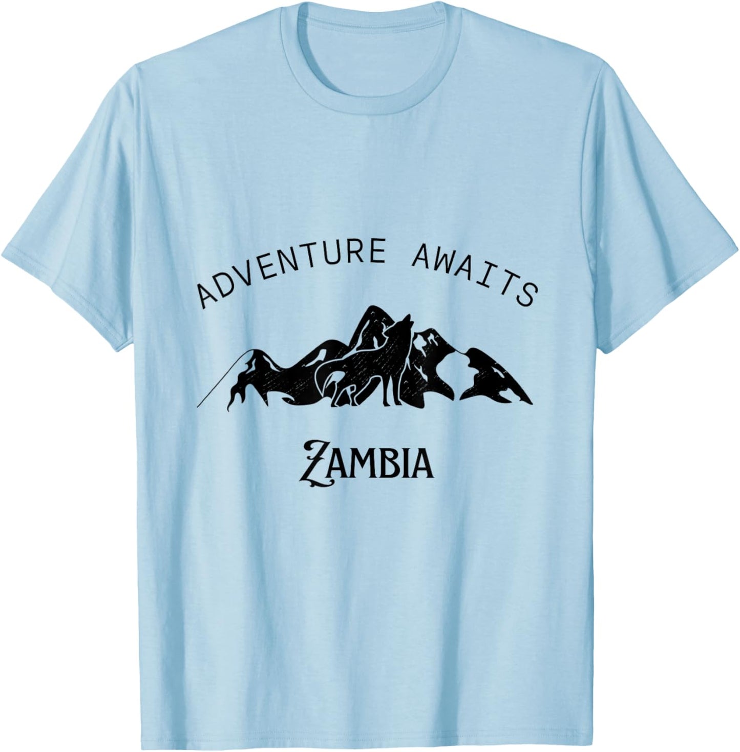 Adventure Awaits Vacation Travel Zambia T-Shirt - T-Shirt | Light Blue