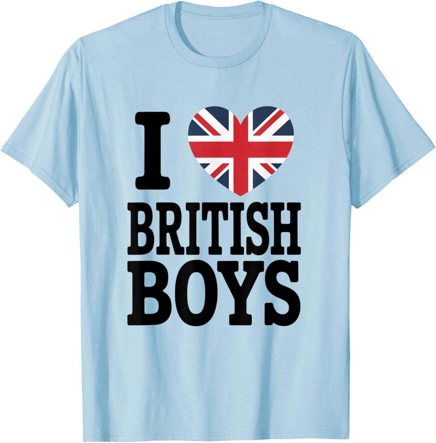 Great Britain Flag Heart Graphic - I Love British Boys T-Shirt - T-Shirt | Light Blue
