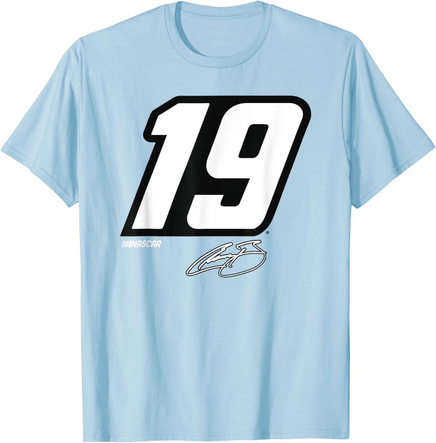 NASCAR Big Number 19 with Signature Chase Briscoe T-Shirt - T-Shirt | Light Blue