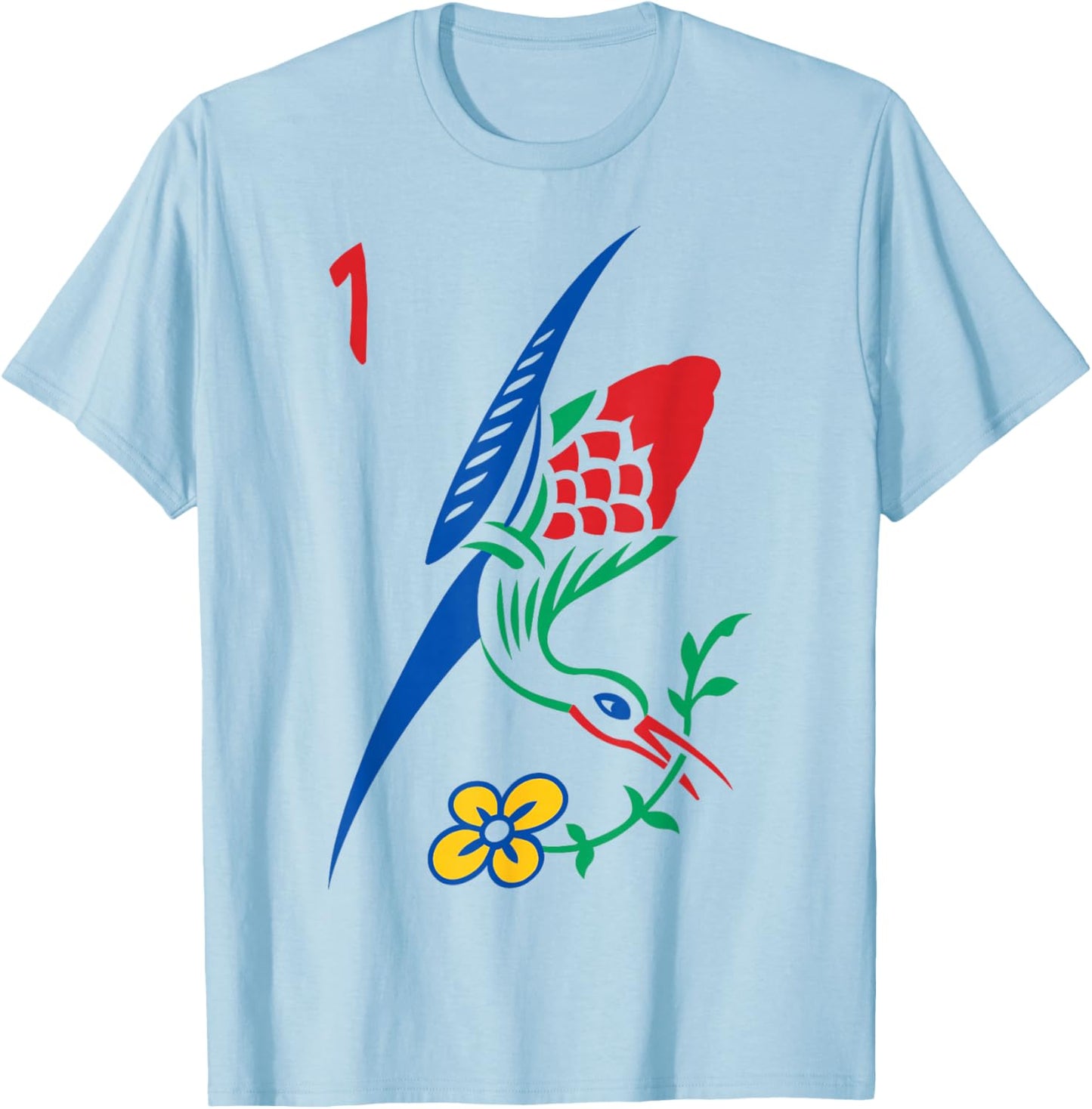 Chinese Mahjong Game Tile One Bamboo Sozu Bird T-Shirt - T-Shirt | Light Blue