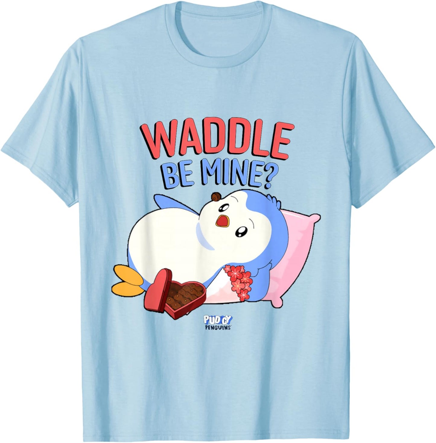 Official Pudgy Penguins Merch | V-Day Love | Pengu T-Shirt - T-Shirt | Light Blue