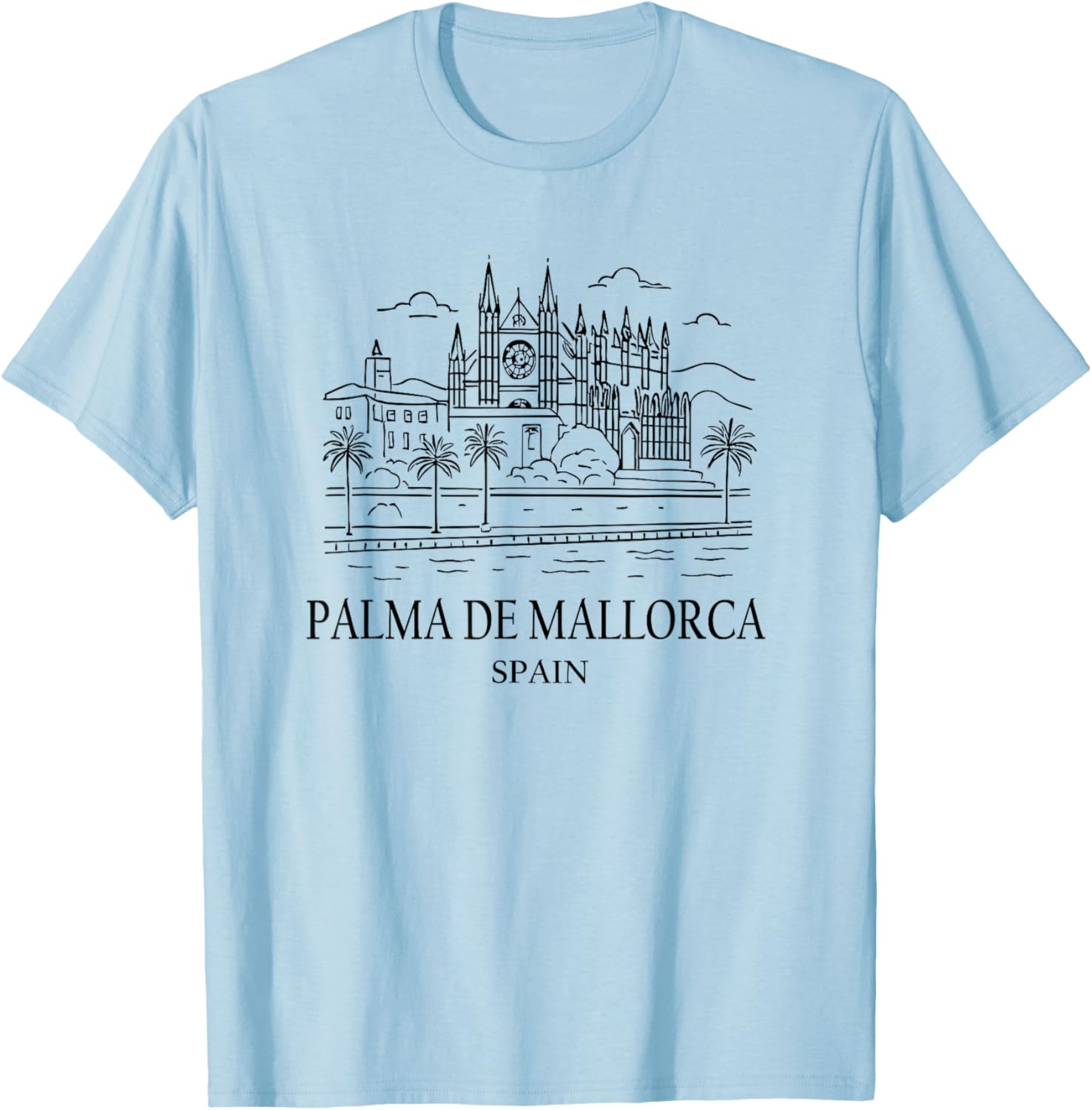 Palma de Mallorca Spain Minimalist Beach Travel Souvenir T-Shirt - T-Shirt | Light Blue