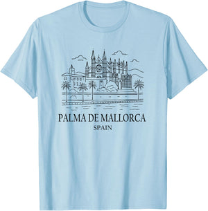 Palma de Mallorca Spain Minimalist Beach Travel Souvenir T-Shirt - T-Shirt | Light Blue