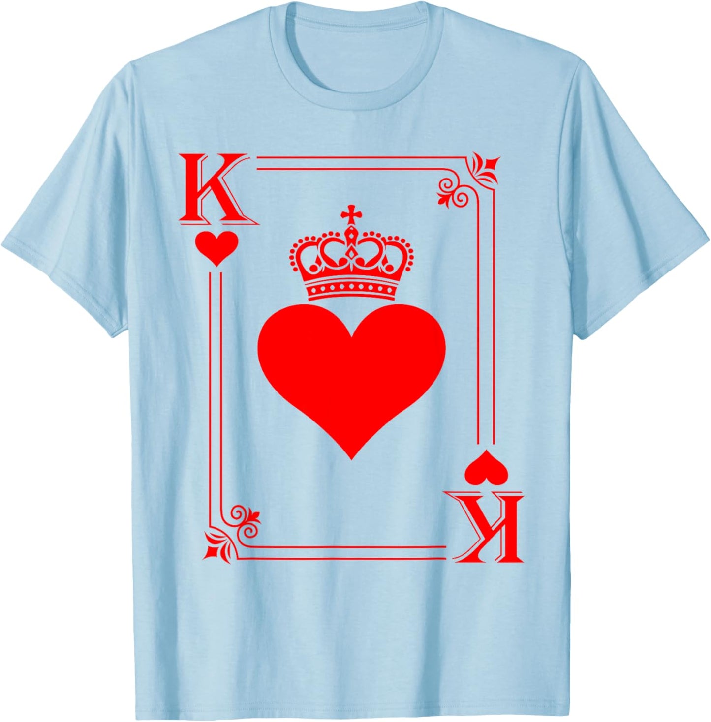 Funny King Card Hearts Happy Valentines Men Boys Guys T-Shirt - T-Shirt | Light Blue