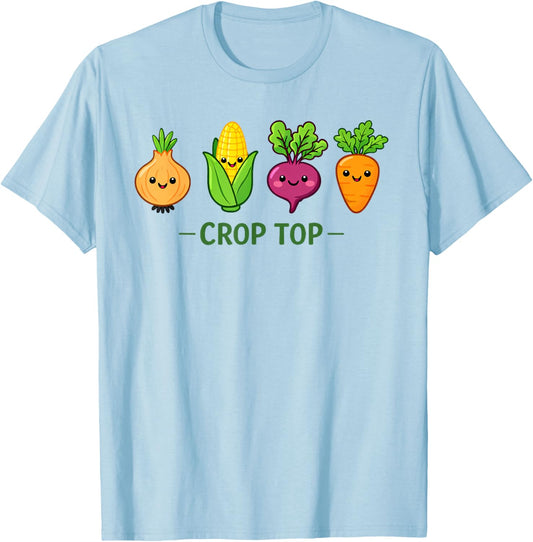 Crop Top Cute Vegetable Pun Funny Gardener Joke T-Shirt - T-Shirt | Light Blue