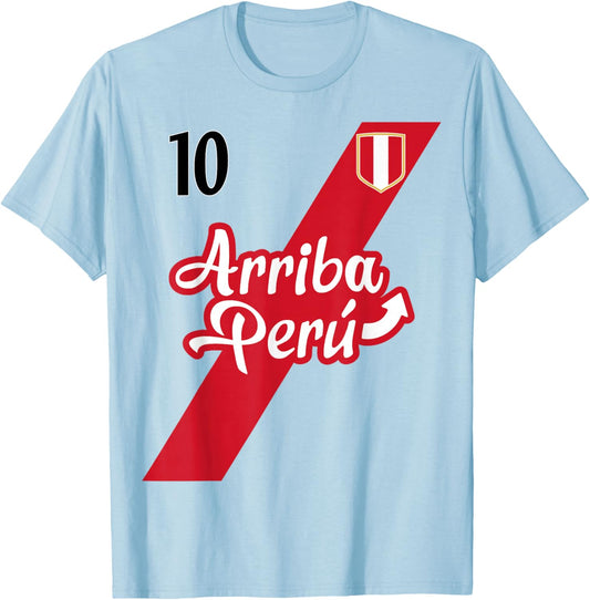 Retro Arriba Peru Soccer Jersey 10 Peruvian Futbol Gift T-Shirt - T-Shirt | Light Blue