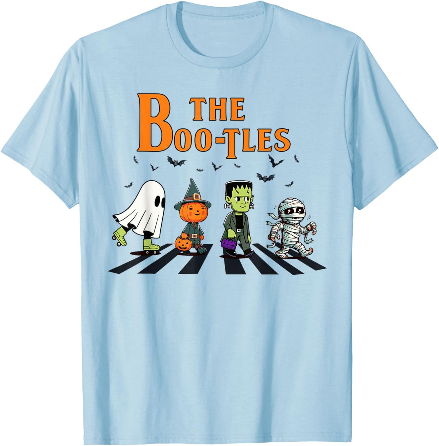 The Boo-Tles Halloween Pumpkin Mummy Ghost Frankenstein T-Shirt - T-Shirt | Light Blue