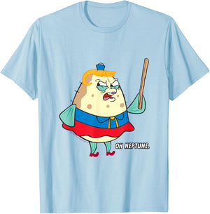 Spongebob Angry Mrs. Puff Oh Neptune Funny Cartoon T-Shirt - T-Shirt | Light Blue