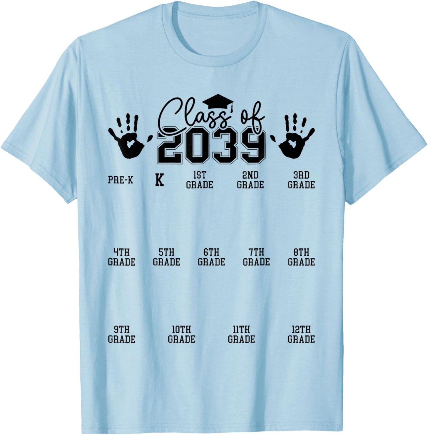 Class of 2039 Grow with Me Pre-K 12th Grade 2039 Graduation T-Shirt - T-Shirt | Light Blue