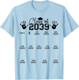 Class of 2039 Grow with Me Pre-K 12th Grade 2039 Graduation T-Shirt - T-Shirt | Light Blue