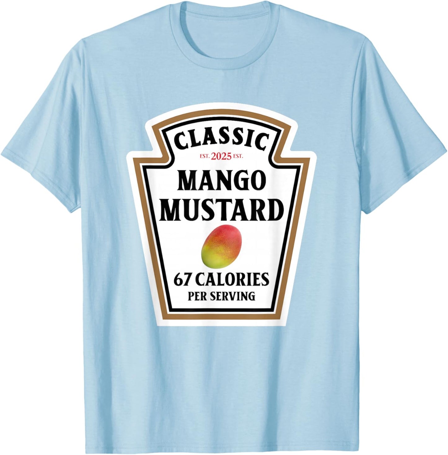 Mango Mustard Label Brainrot Meme T-Shirt - T-Shirt | Light Blue