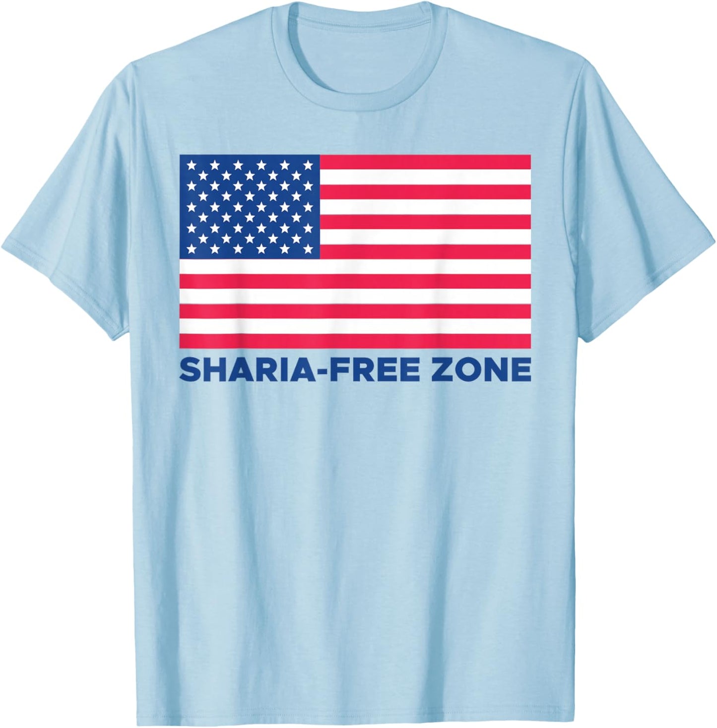 Sharia Free Zone America Flag T-Shirt - T-Shirt | Light Blue