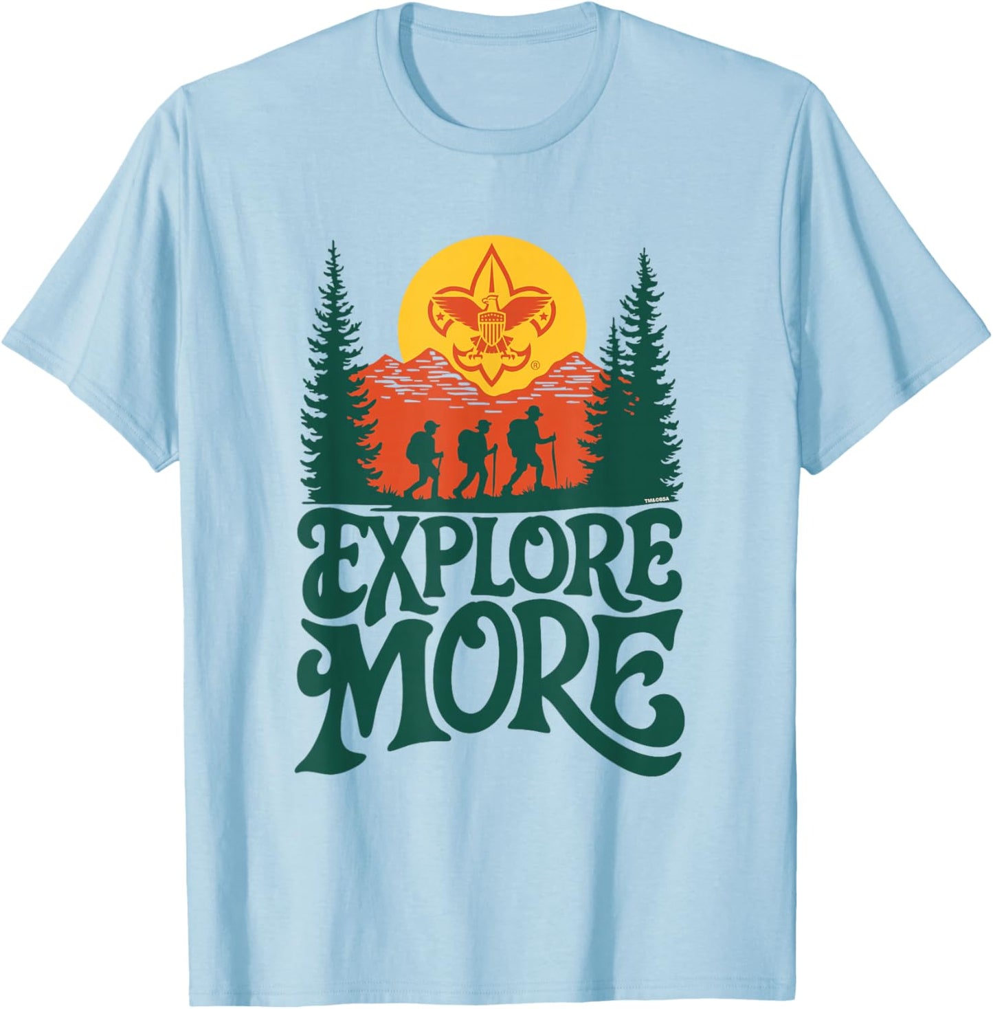 Explore More! Hiking Scouts BSA Cub Scouting Outdoor T-Shirt - T-Shirt | Light Blue