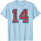 Red and Blue Sports Number 14 Jersey Uniform Player Fan T-Shirt - T-Shirt | Light Blue