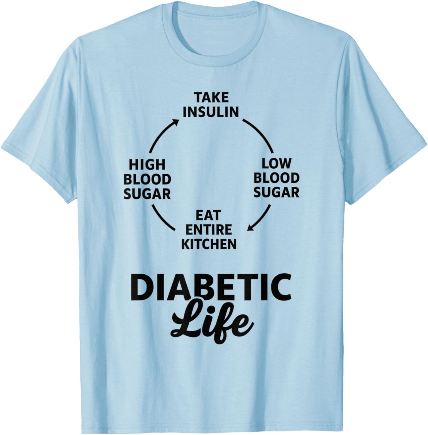 Funny Diabetes T1D Diabetic Life T-Shirt - T-Shirt | Light Blue