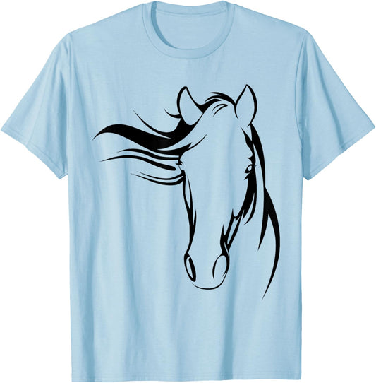 Horse Silhouette Graphic Art Design for Horse Lovers T-Shirt - T-Shirt | Light Blue