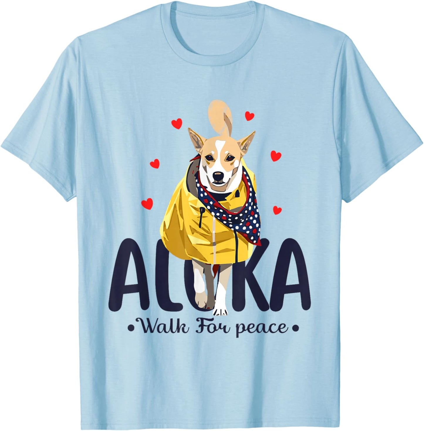 Aloka – Walk for Peace Monks with Aloka Dog T-Shirt - T-Shirt | Light Blue