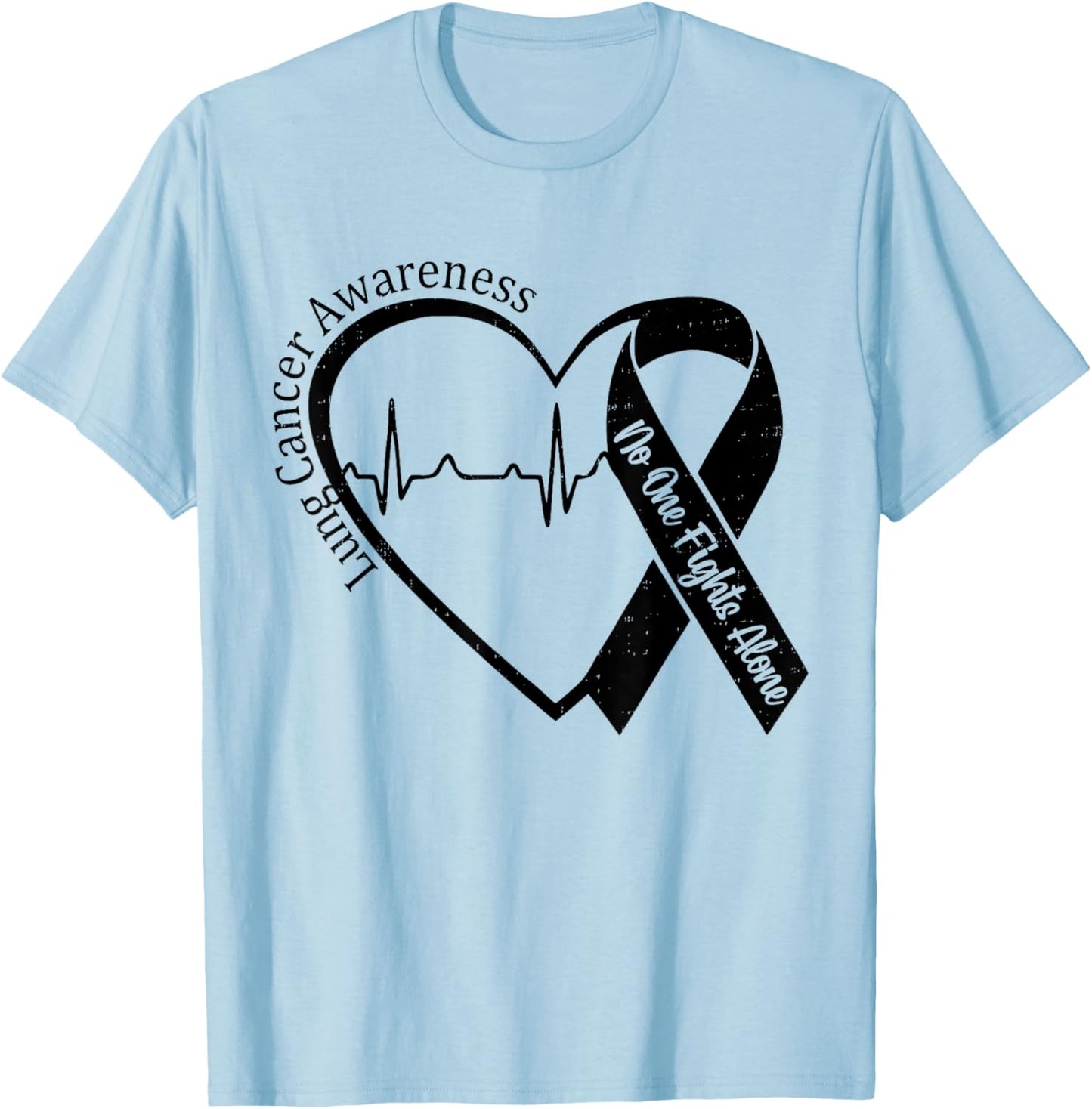 Lung Cancer Awareness Heart White Ribbon Support Men Women T-Shirt - T-Shirt | Light Blue