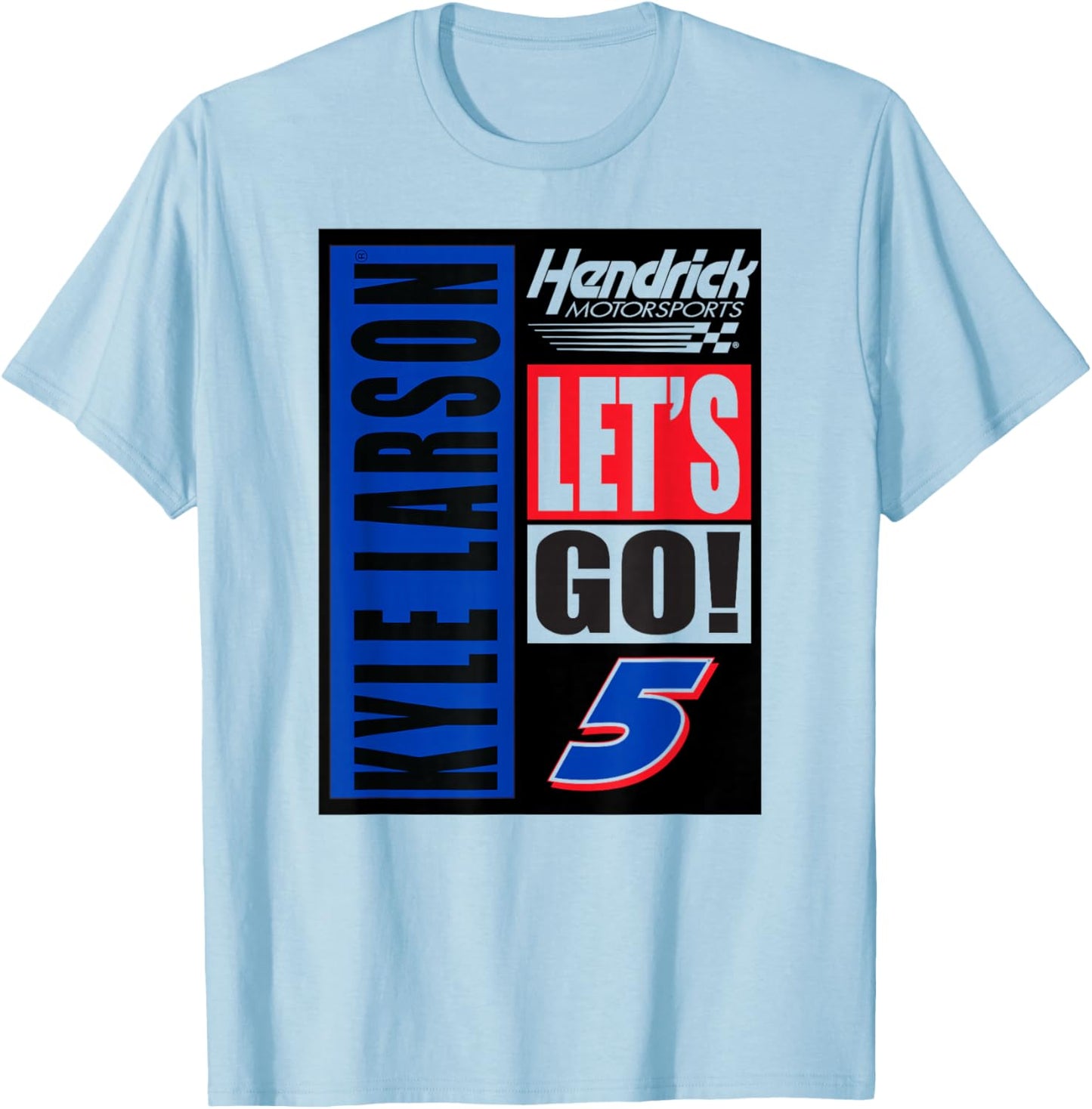 Kyle Larson Hendrick Motorsports Officially Licensed White T-Shirt - T-Shirt | Light Blue